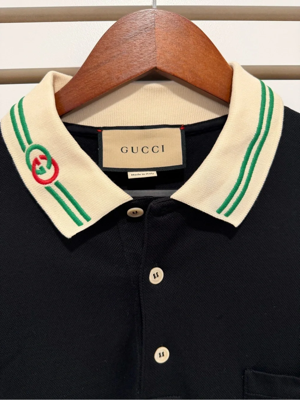 Gucci Piquet Polo Interlocking G Collar Black XXXL